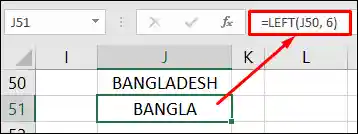 Left ফাংশন এর ব্যবহার