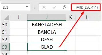 এক্সেল Mid ফাংশন এর ব্যবহার
