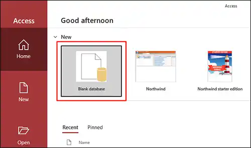 ব্ল্যাঙ্ক ডেটাবেজ (Blank Database) নির্বাচন করুন