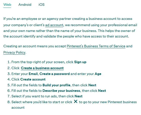 Get A Business Account
