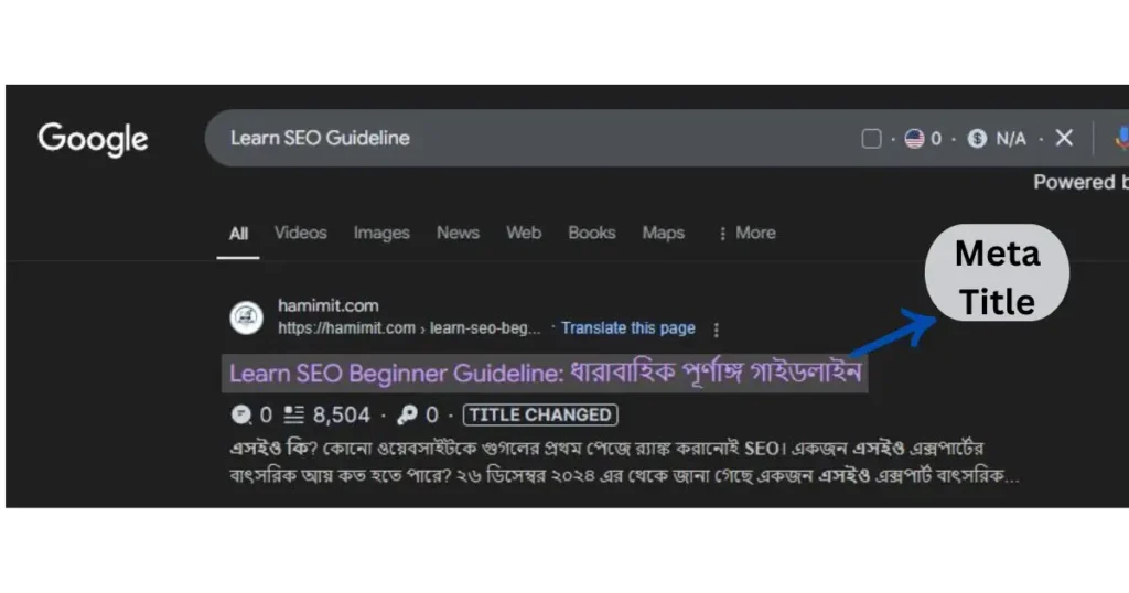 Example Of Meta Title In Google