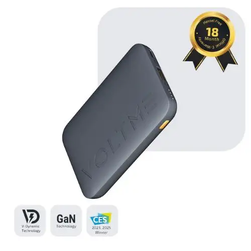 VOLTME Hypercore 10000mAh power bank with 20W PD, V-Dynamic and GaN technology, showing 18 month warranty badge.
