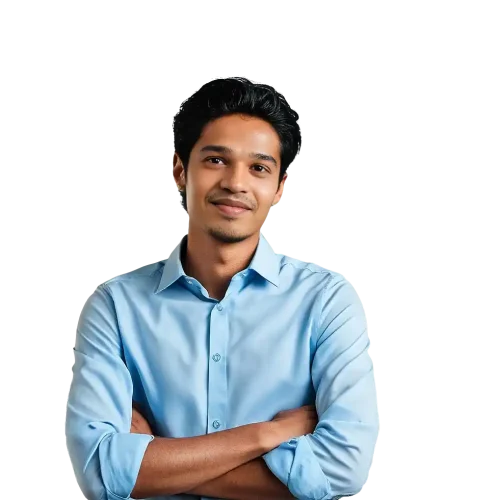 white background wearing sky blue stirt, person name: Nahid Hasan Mim